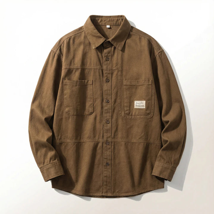 Hudson Button Shirt Tan fitted Shirt