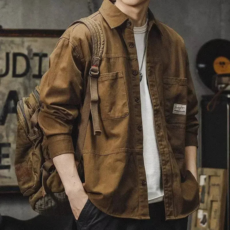 Hudson Button Shirt Tan fitted Shirt