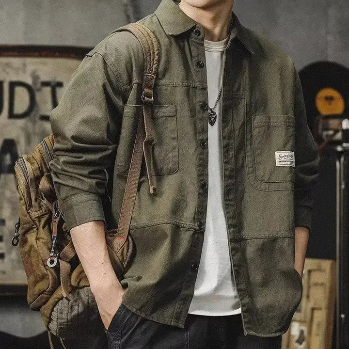 Hudson Button Shirt Tan fitted Shirt